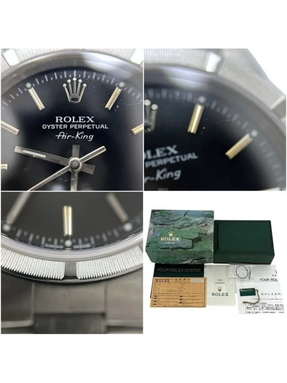Rolex Watch Air King Black Silver Overhauled Polished SS Automatic P Dial
